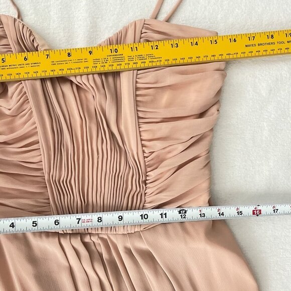 Wtoo By Watters Chiffon Spaghetti Straps Bridesmaids Maxi Dress Blush Pink 10 - Picture 6 of 9
